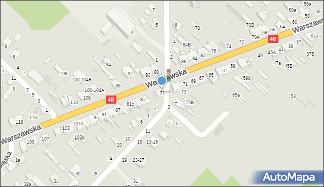 Dęblin, Warszawska, 77, mapa Dęblin