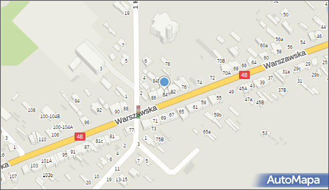 Dęblin, Warszawska, 84, mapa Dęblin