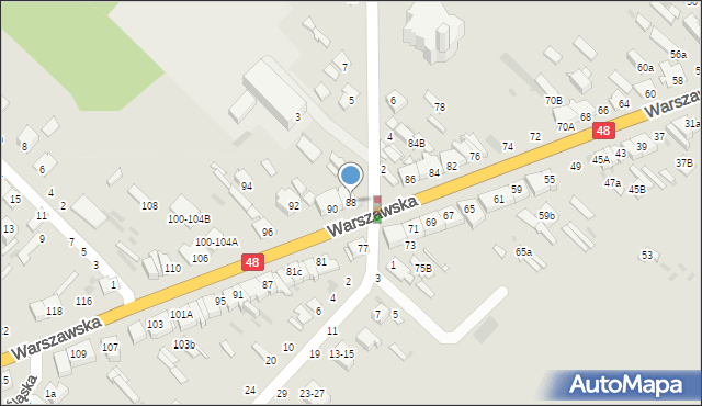 Dęblin, Warszawska, 88, mapa Dęblin