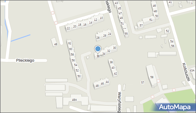 Dębno, Waryńskiego Ludwika, 36, mapa Dębno