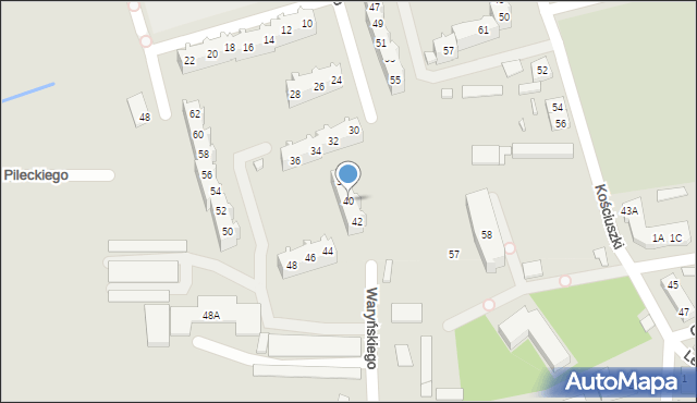 Dębno, Waryńskiego Ludwika, 40, mapa Dębno