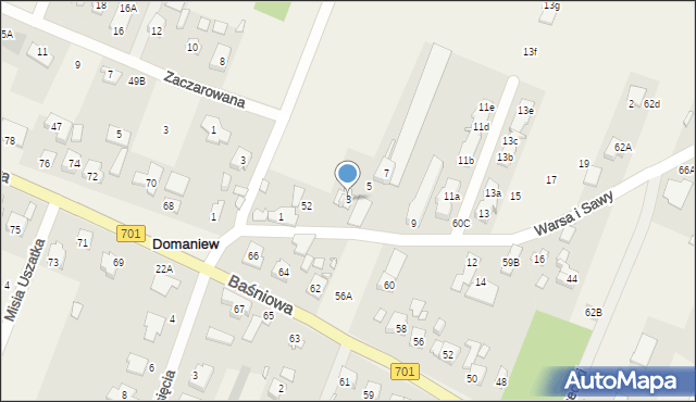 Domaniew, Warsa i Sawy, 3, mapa Domaniew