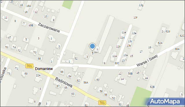Domaniew, Warsa i Sawy, 5, mapa Domaniew