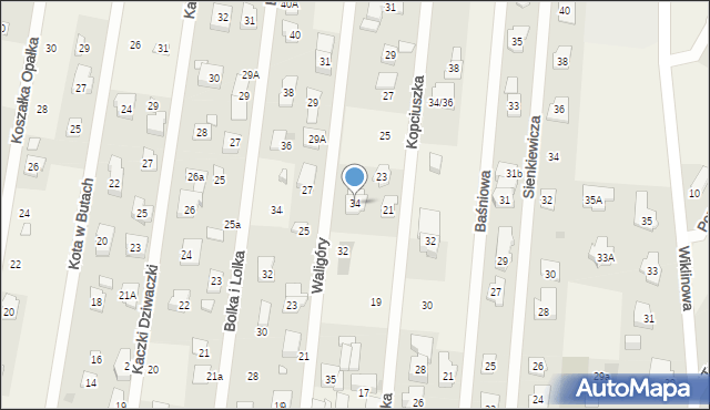 Dziekanów Leśny, Waligóry, 34, mapa Dziekanów Leśny