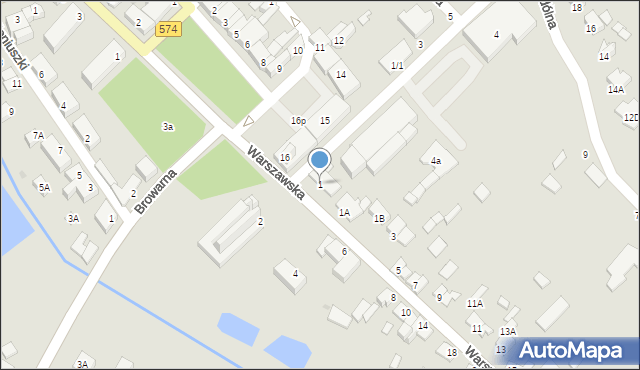 Gąbin, Warszawska, 1, mapa Gąbin