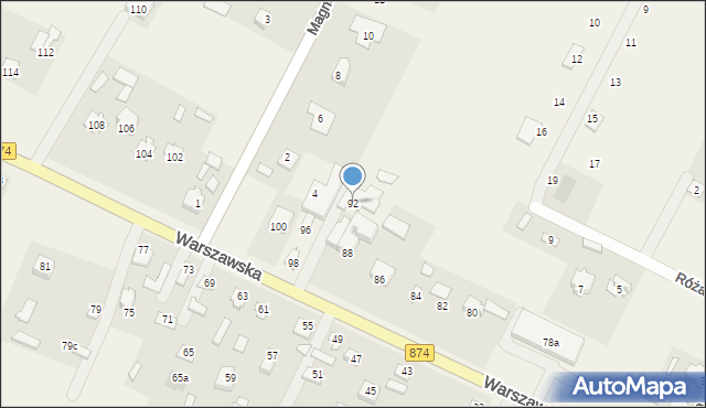 Garbów, Warszawska, 92, mapa Garbów