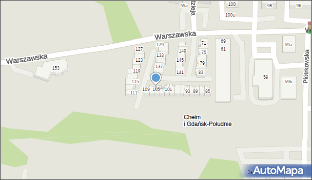 Gdańsk, Warszawska, 105, mapa Gdańska