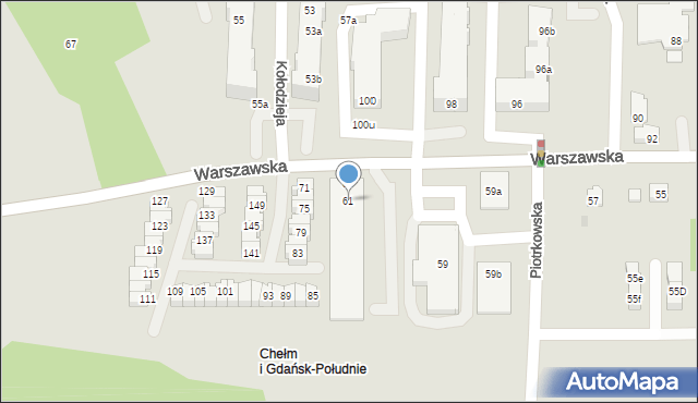 Gdańsk, Warszawska, 61, mapa Gdańska