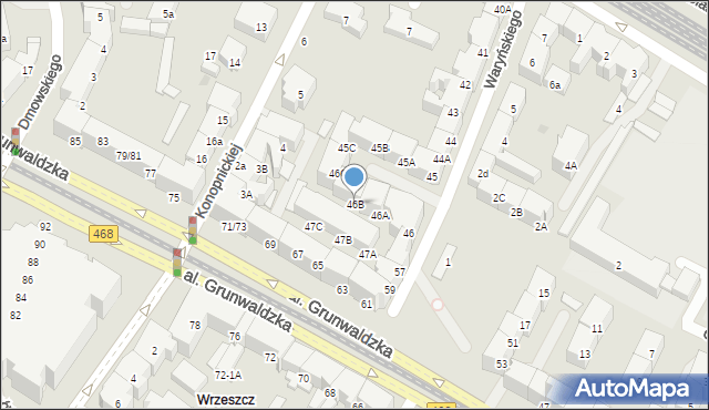 Gdańsk, Waryńskiego Ludwika, 46B, mapa Gdańska