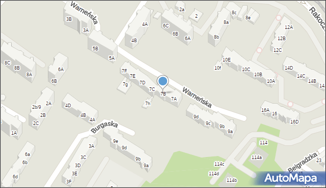 Gdańsk, Warneńska, 7B, mapa Gdańska