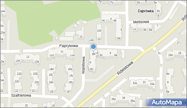 Gdynia, Waniliowa, 6A, mapa Gdyni