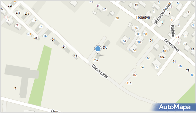 Giebułtów, Wakacyjna, 25b, mapa Giebułtów