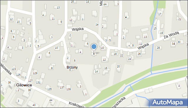 Gilowice, Wąska, 8, mapa Gilowice