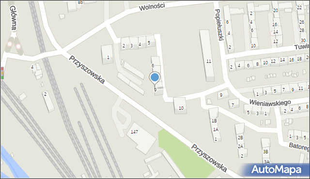 Gliwice, Waryńskiego Ludwika, 9, mapa Gliwic