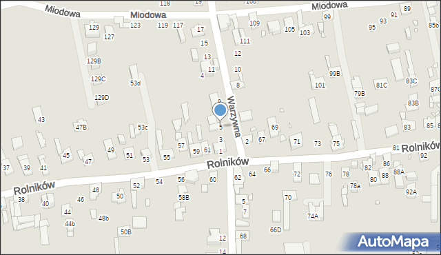 Gliwice, Warzywna, 5, mapa Gliwic