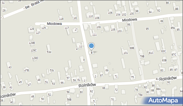 Gliwice, Warzywna, 8, mapa Gliwic