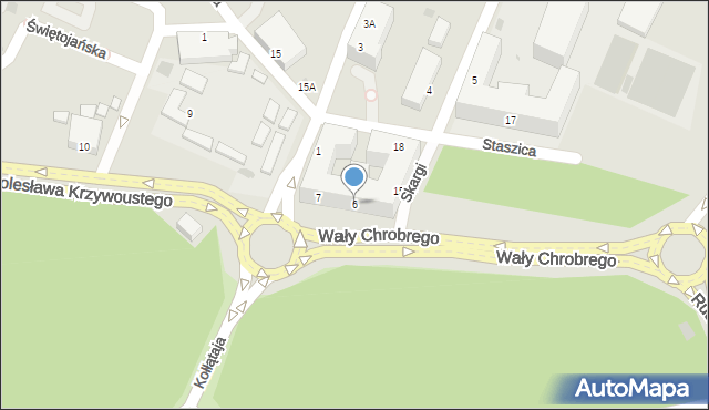 Głogów, Wały Bolesława Chrobrego, 6, mapa Głogów