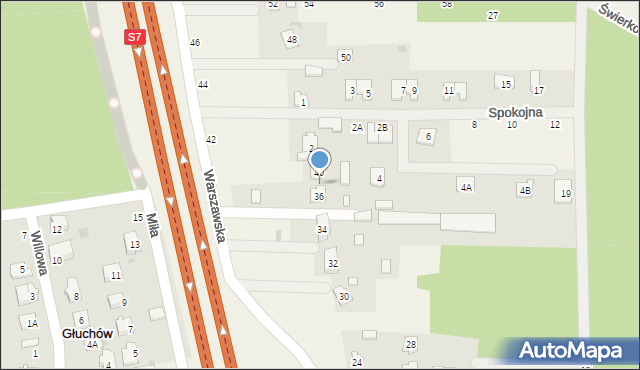 Głuchów, Warszawska, 38, mapa Głuchów
