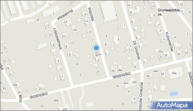Gniezno, Wachtla Mariana, 3a, mapa Gniezna