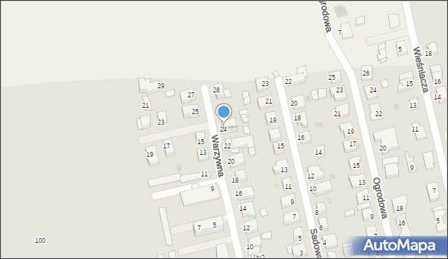 Gniezno, Warzywna, 24, mapa Gniezna