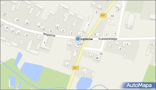 Grębków, Warszawska, 5, mapa Grębków