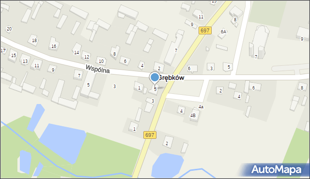 Grębków, Warszawska, 5, mapa Grębków