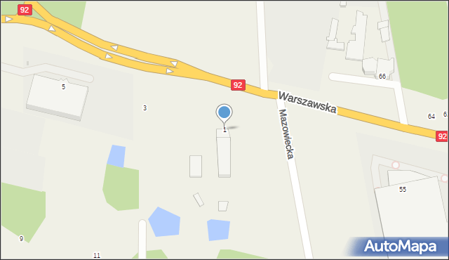 Gręzów, Warszawska, 1, mapa Gręzów