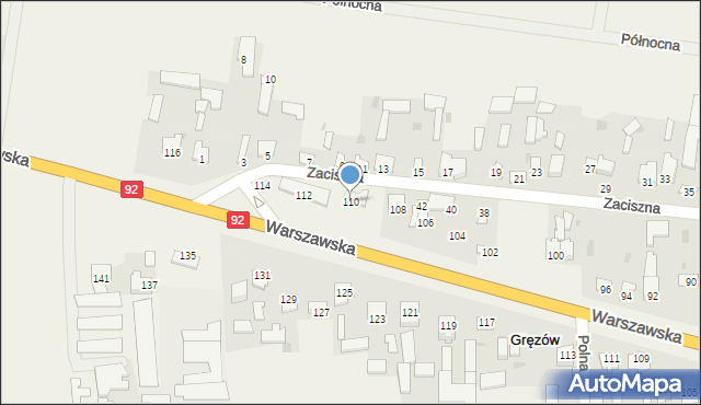 Gręzów, Warszawska, 110, mapa Gręzów