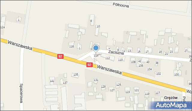 Gręzów, Warszawska, 114, mapa Gręzów