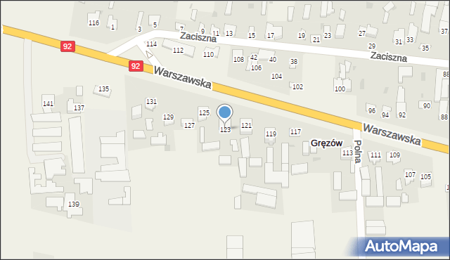Gręzów, Warszawska, 123, mapa Gręzów