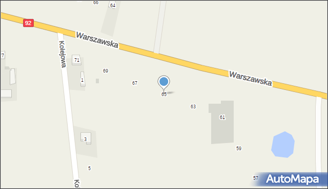 Gręzów, Warszawska, 65, mapa Gręzów