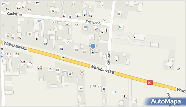 Gręzów, Warszawska, 76, mapa Gręzów