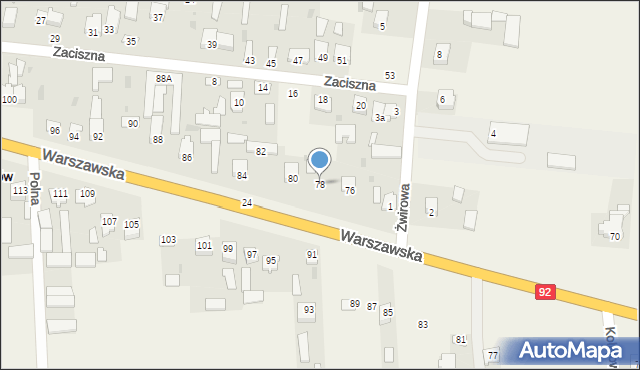 Gręzów, Warszawska, 78, mapa Gręzów