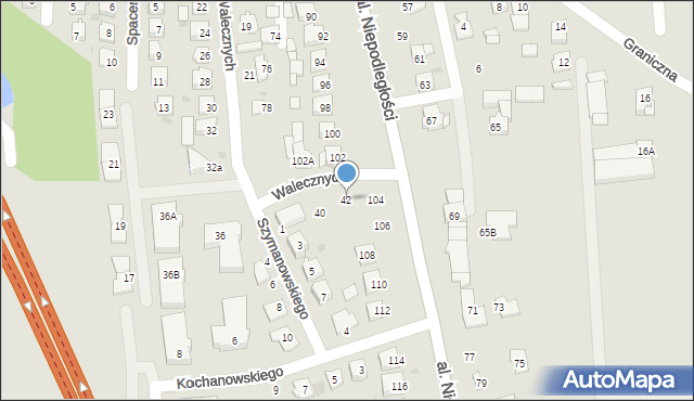 Grójec, Walecznych, 42, mapa Grójec