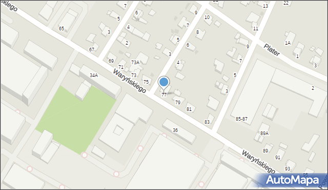 Grudziądz, Waryńskiego Ludwika, 77, mapa Grudziądza