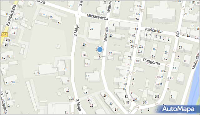 Gryfice, Wałowa, 24, mapa Gryfice