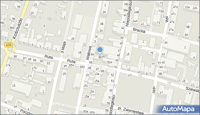Gryfice, Wałowa, 9b, mapa Gryfice
