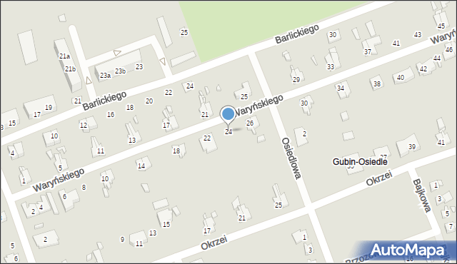 Gubin, Waryńskiego Ludwika, 24, mapa Gubin