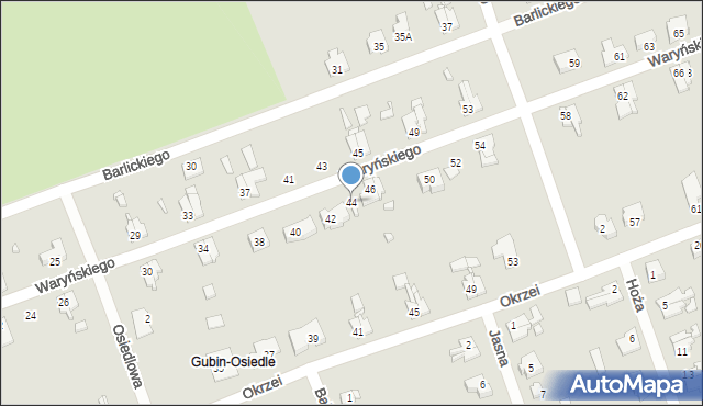 Gubin, Waryńskiego Ludwika, 44, mapa Gubin