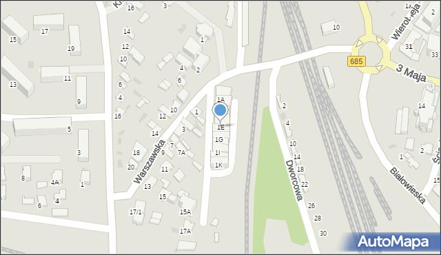 Hajnówka, Warszawska, 1E, mapa Hajnówka