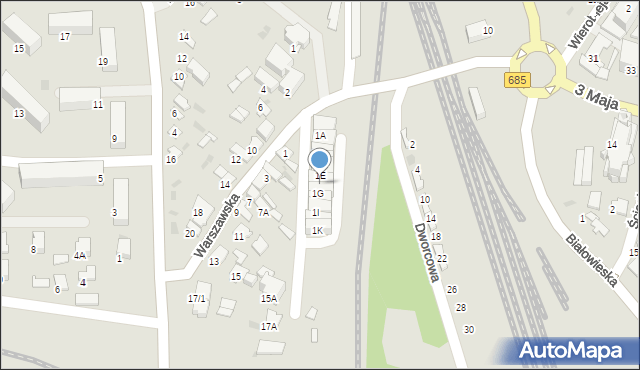 Hajnówka, Warszawska, 1F, mapa Hajnówka