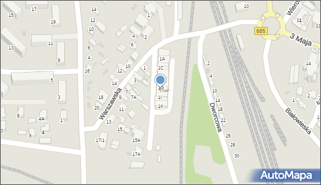 Hajnówka, Warszawska, 1H, mapa Hajnówka