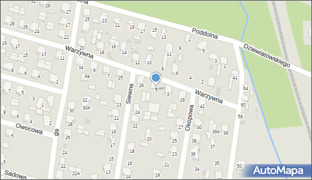 Hajnówka, Warzywna, 5, mapa Hajnówka