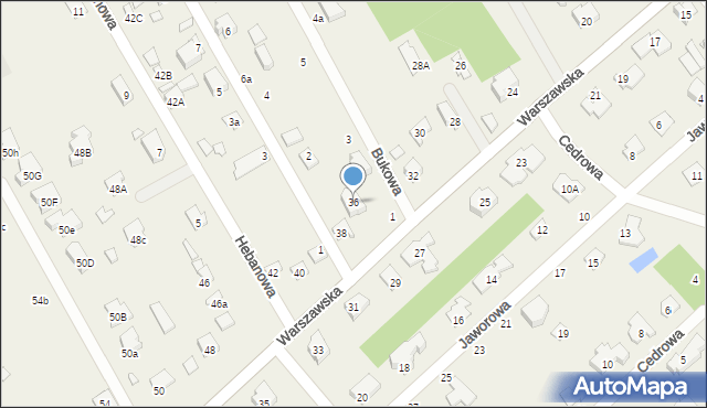 Hipolitów, Warszawska, 36, mapa Hipolitów