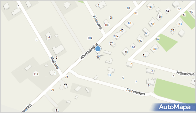 Hipolitów, Warszawska, 69, mapa Hipolitów