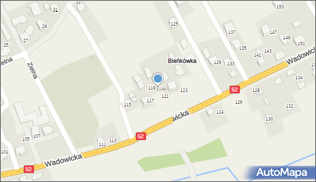 Inwałd, Wadowicka, 121a, mapa Inwałd