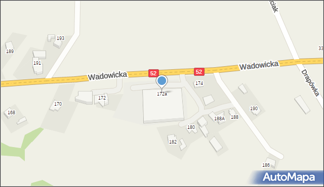 Inwałd, Wadowicka, 172a, mapa Inwałd