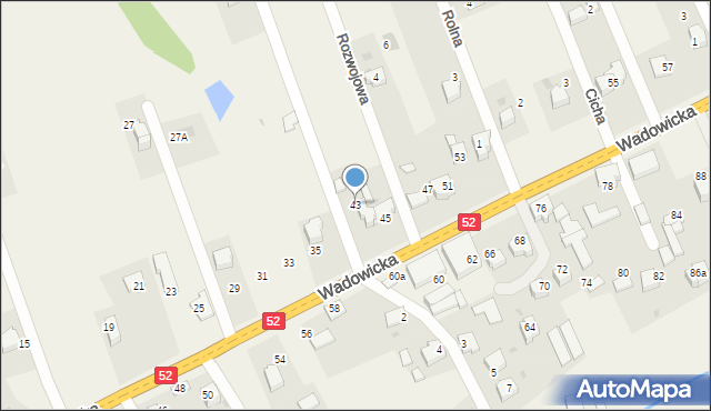 Inwałd, Wadowicka, 43, mapa Inwałd