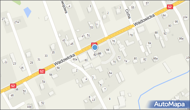 Inwałd, Wadowicka, 62, mapa Inwałd