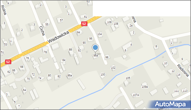 Inwałd, Wadowicka, 96a, mapa Inwałd